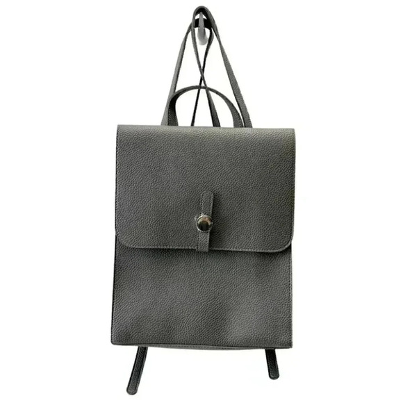 Beauty Boutique Mini Backpack Grey Pebbled Faux Leather Vegan Carryall Bag - Picture 2 of 14